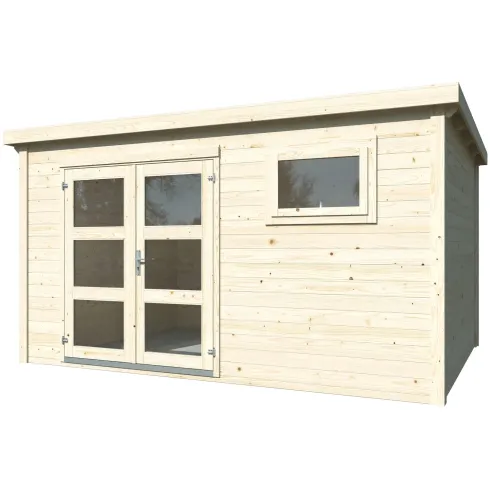 Casetta in Legno 28 mm 385x282 cm Blockhouse Porta Doppia Finestra