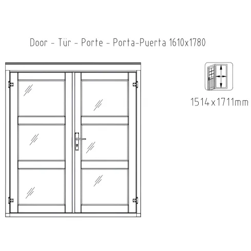 Casetta in Legno 28 mm 385x282 cm Blockhouse Porta Doppia Finestra