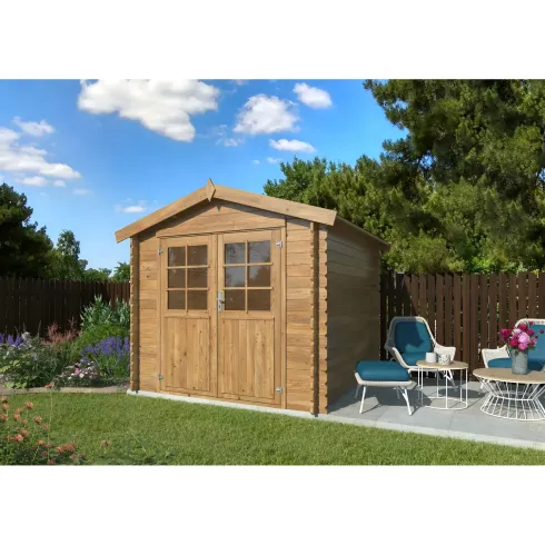Casetta in Legno Impregnato 250x250 cm Blockhouse 28 mm Porta Doppia
