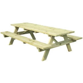 Tavolo Picnic in Legno 239x161x72 con 2 Panche Integrate da Esterno