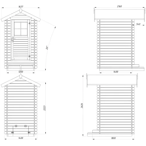 Casetta da Giardino in Legno 138x158 cm 28 mm Blockhouse