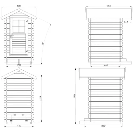 Casetta da Giardino in Legno 138x158 cm 28 mm Blockhouse