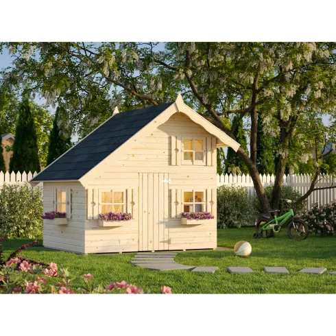 Casetta per Bambini in Legno 220x180 cm Soppalco Interno da Esterno