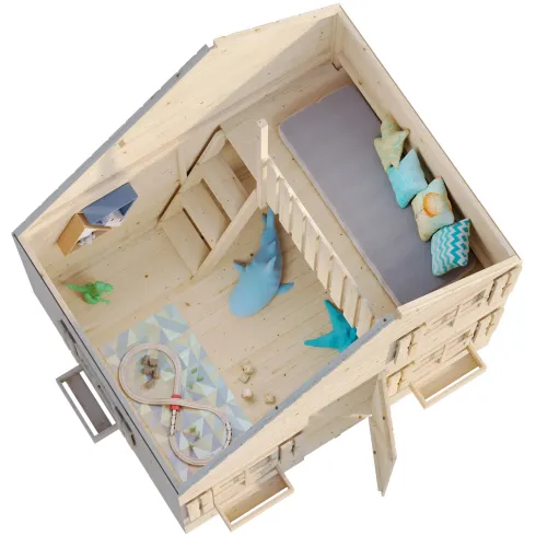 Casetta per Bambini in Legno 220x180 cm Soppalco Interno da Esterno