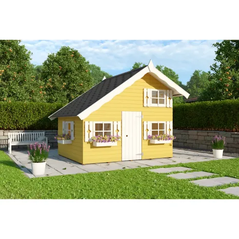 Casetta per Bambini in Legno 220x180 cm Soppalco Interno da Esterno