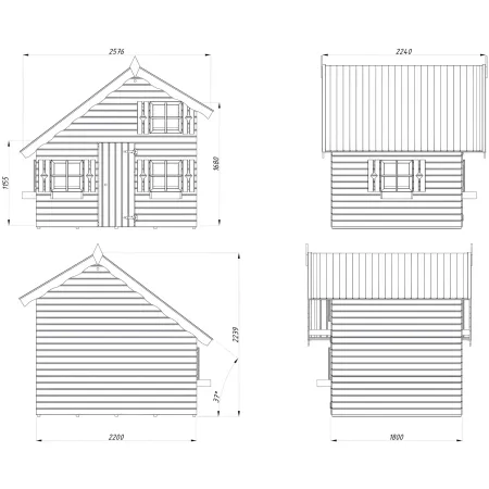 Casetta per Bambini in Legno 220x180 cm Soppalco Interno da Esterno