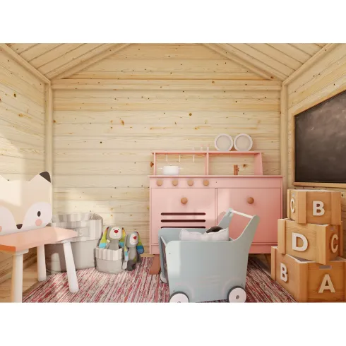 Casetta per Bambini in Legno Rialzata 180x192cm da Esterno Scalette