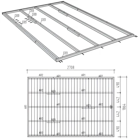 Pavimento per Casetta Chiosco in Legno da Giardino 273x190 cm