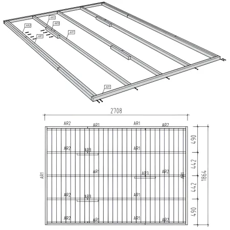 Pavimento per Casetta Chiosco in Legno da Giardino 273x190 cm