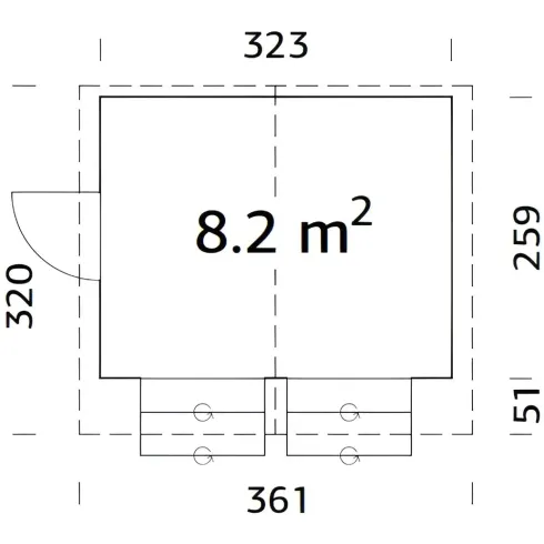 Chiosco in Legno Naturale 16 mm da Esterno 323x259 cm Eventi Bar
