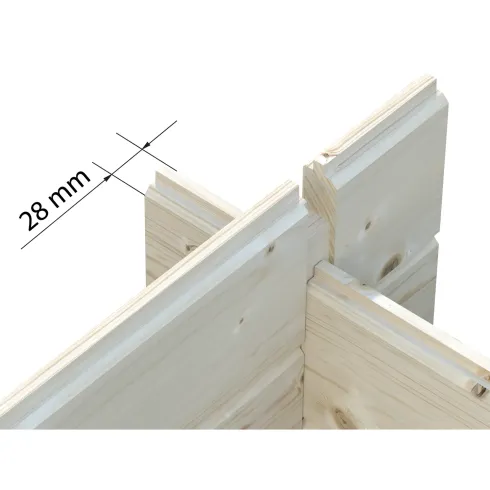 Casetta in Legno 276x330 cm Blockhouse 28 mm Doppia Porta Finestrata