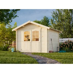 Casetta in Legno 276x330 cm Blockhouse 28 mm Doppia Porta Finestrata 2