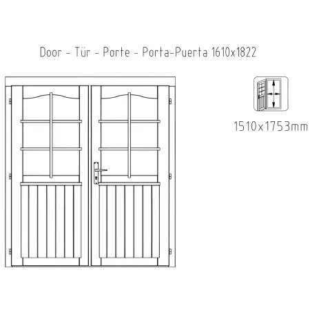 Casetta in Legno 276x330 cm Blockhouse 28 mm Doppia Porta Finestrata