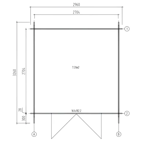 Casetta in Legno 276x330 cm Blockhouse 28 mm Doppia Porta Finestrata