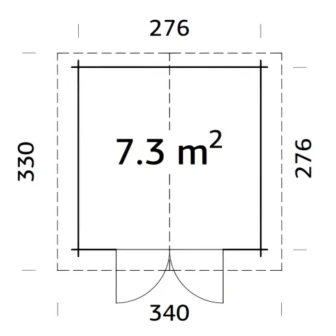 Casetta in Legno 276x330 cm Blockhouse 28 mm Doppia Porta Finestrata