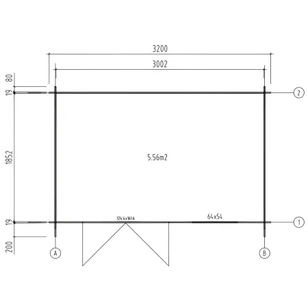 Casetta in Legno 320x205 cm Blockhouse 19 mm Porta Doppia Finestra