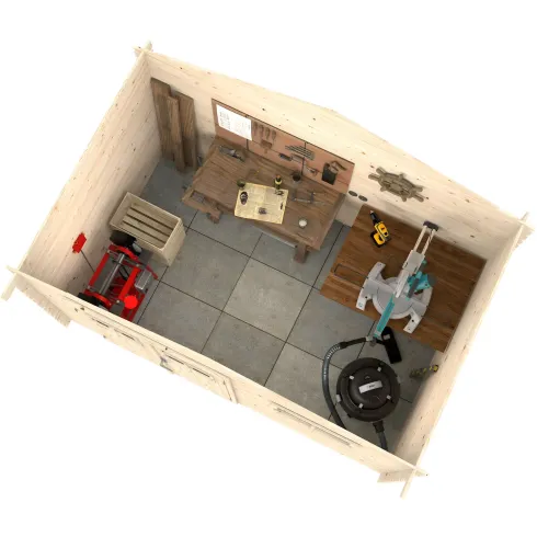 Casetta in Legno 320x205 cm Blockhouse 19 mm Porta Doppia Finestra