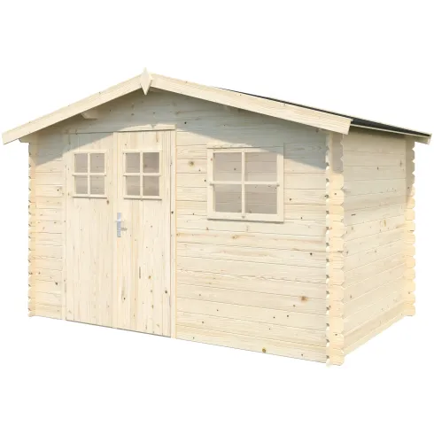 Casetta in Legno 320x205 cm Blockhouse 19 mm Porta Doppia Finestra
