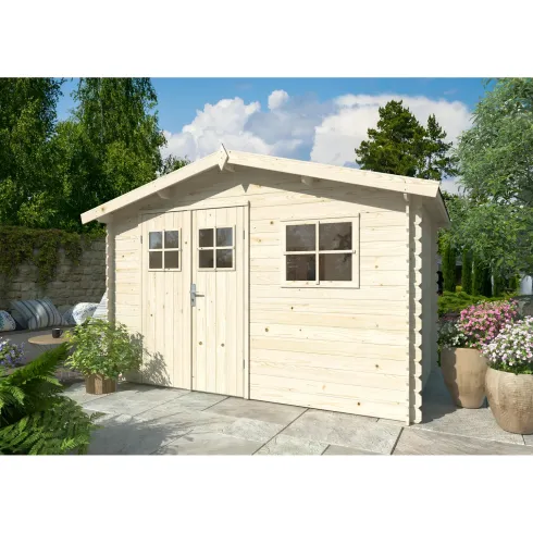 Casetta in Legno 320x205 cm Blockhouse 19 mm Porta Doppia Finestra