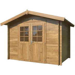 Casetta in Legno Impregnato 296x296 cm Blockhouse 28 mm Doppia Porta