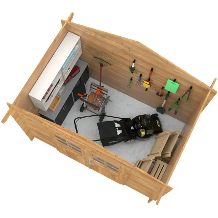Casetta in Legno Impregnato 296x296 cm Blockhouse 28 mm Doppia Porta