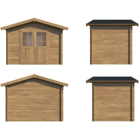 Casetta in Legno Impregnato 296x296 cm Blockhouse 28 mm Doppia Porta