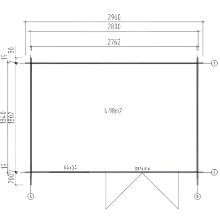 Casetta in Legno Impregnato 296x200 cm Blockhouse 19 mm con Finestra