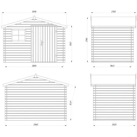 Casetta in Legno Impregnato 296x200 cm Blockhouse 19 mm con Finestra