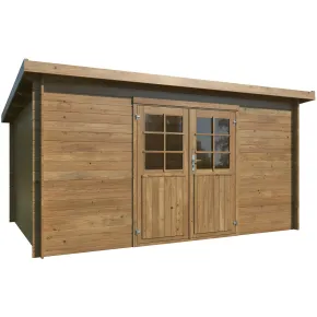 Casetta in Legno Impregnato 406x292 cm Blockhouse 28 mm Porta Doppia