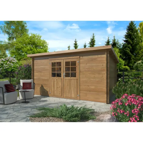 Casetta in Legno Impregnato 406x292 cm Blockhouse 28 mm Porta Doppia