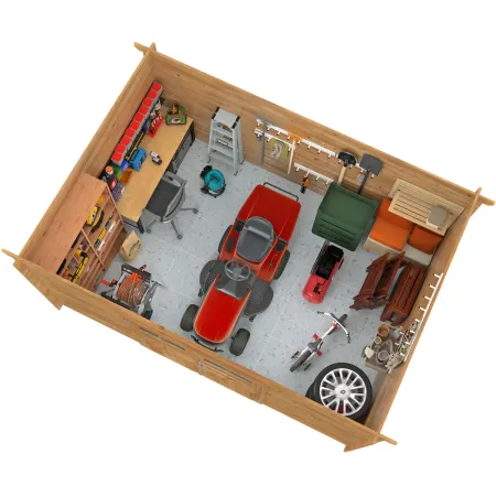 Casetta in Legno Impregnato 406x292 cm Blockhouse 28 mm Porta Doppia