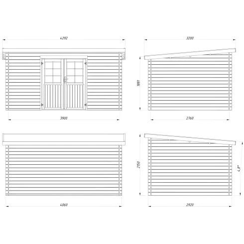 Casetta in Legno Impregnato 406x292 cm Blockhouse 28 mm Porta Doppia