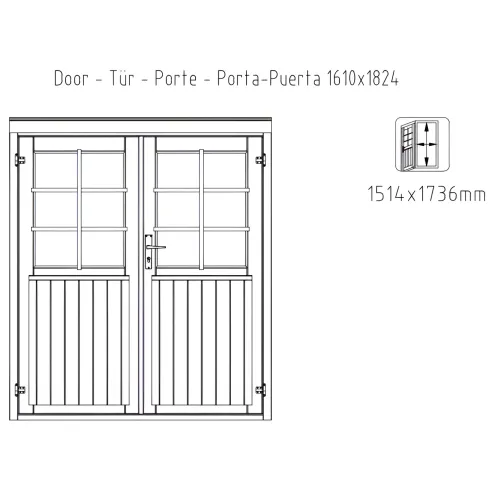 Casetta in Legno Impregnato 406x292 cm Blockhouse 28 mm Porta Doppia