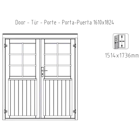 Casetta in Legno Impregnato 406x292 cm Blockhouse 28 mm Porta Doppia