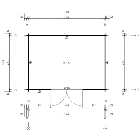 Casetta in Legno Impregnato 406x292 cm Blockhouse 28 mm Porta Doppia