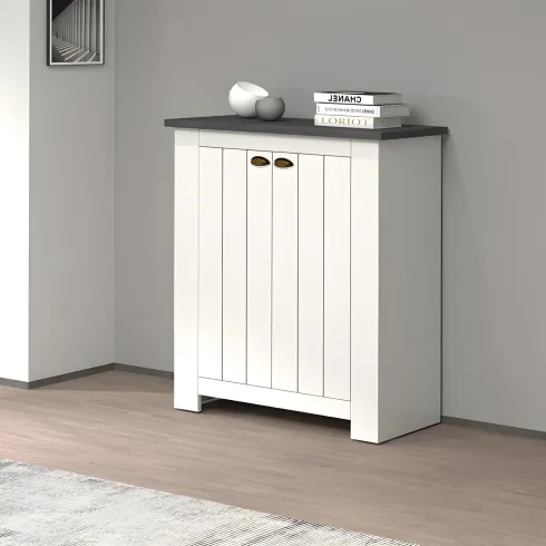 Scarpiera 2 Ante Mobile Ingresso Bianco Report 4 Ripiani 84x42x100 cm