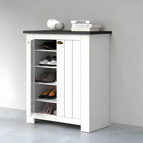 Scarpiera 2 Ante Mobile Ingresso Bianco Report 4 Ripiani 84x42x100 cm