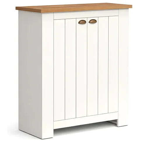 Scarpiera 2 Ante Mobile Ingresso Bianco Rovere 4 Ripiani 84x42x100 cm