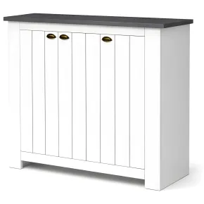 Scarpiera 3 Ante Mobile Ingresso Bianco Report 8 Ripiani 114x42x100 cm
