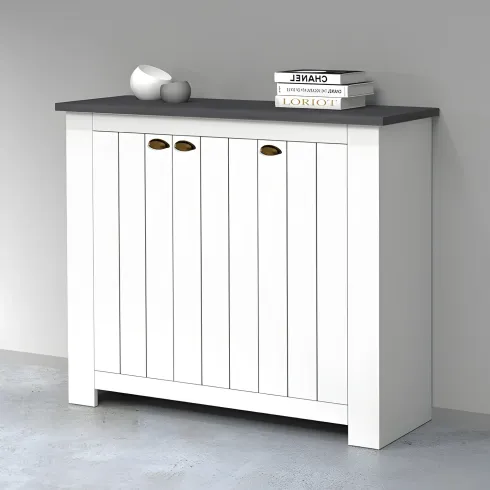 Scarpiera 3 Ante Mobile Ingresso Bianco Report 8 Ripiani 114x42x100 cm