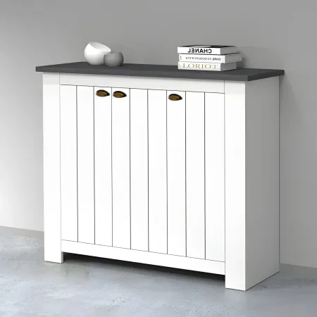 Scarpiera 3 Ante Mobile Ingresso Bianco Report 8 Ripiani 114x42x100 cm