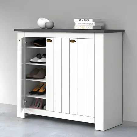 Scarpiera 3 Ante Mobile Ingresso Bianco Report 8 Ripiani 114x42x100 cm