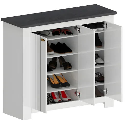 Scarpiera 3 Ante Mobile Ingresso Bianco Report 8 Ripiani 114x42x100 cm