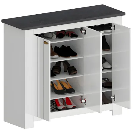 Scarpiera 3 Ante Mobile Ingresso Bianco Report 8 Ripiani 114x42x100 cm