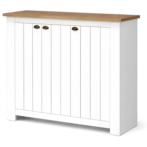 Scarpiera 3 Ante Mobile Ingresso Bianco Rovere 8 Ripiani 114x42x100 cm