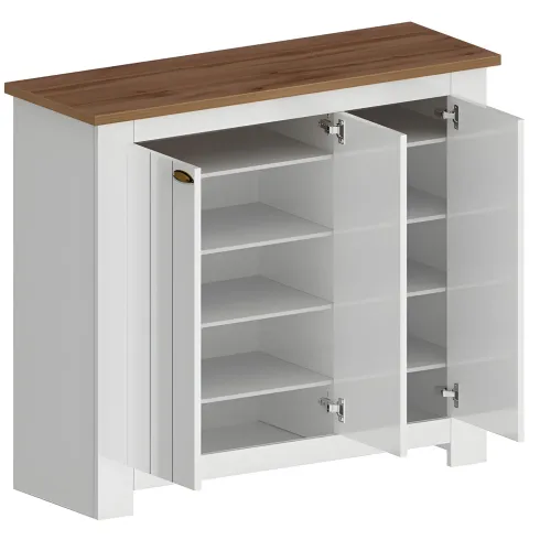 Scarpiera 3 Ante Mobile Ingresso Bianco Rovere 8 Ripiani 114x42x100 cm