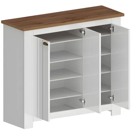 Scarpiera 3 Ante Mobile Ingresso Bianco Rovere 8 Ripiani 114x42x100 cm
