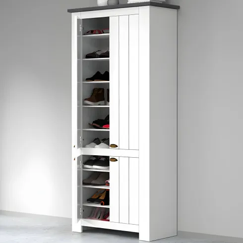 Armadio Scarpiera 4 Ante Mobile Ingresso Bianco Report 84x42x200 cm