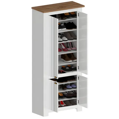 Armadio Scarpiera 4 Ante Mobile Ingresso Bianco Rovere 84x42x200 cm