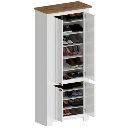 Armadio Scarpiera 4 Ante Mobile Ingresso Bianco Rovere 84x42x200 cm